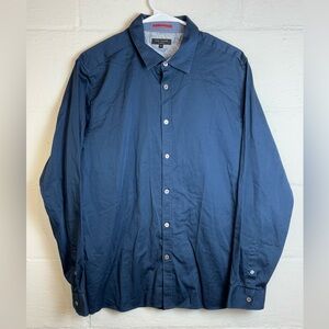 Ted Baker London Men’s Casual Navy Blue Button Up Formal Business Casual Shirt